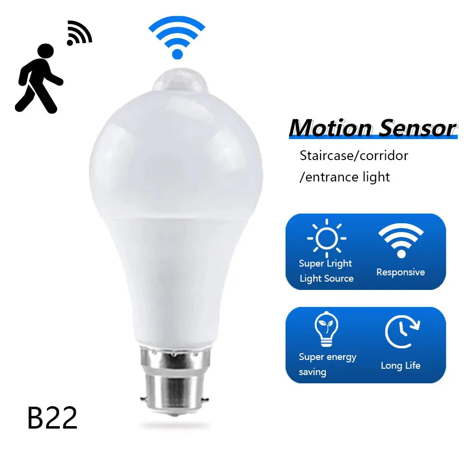 B22LED  Motion Sensor Light Bulb  18W Outdoor Lighting