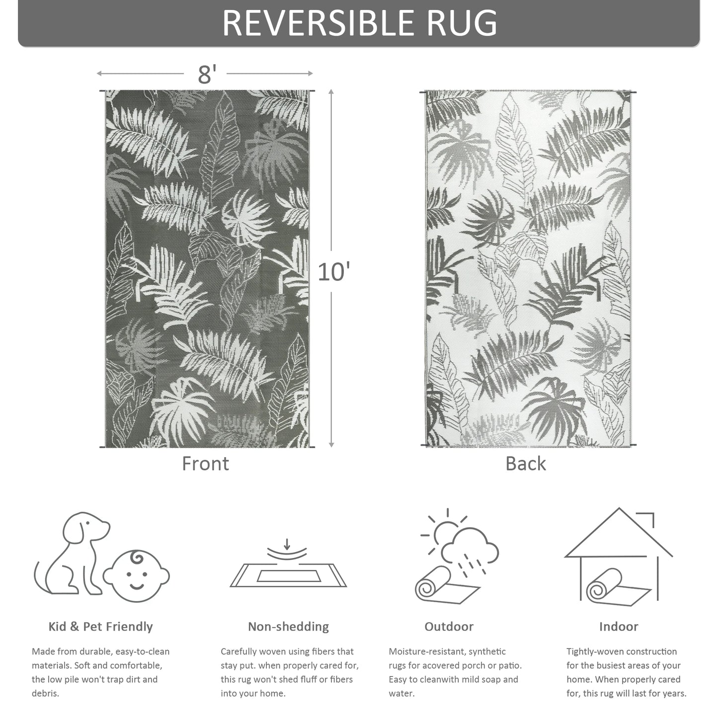 Outdoor Plastic Carpet Outdoor Rugs Waterproof Reversible Camping Mat Outdoor Plastic Straw Rugs RV Mat For Family Camp Picnic