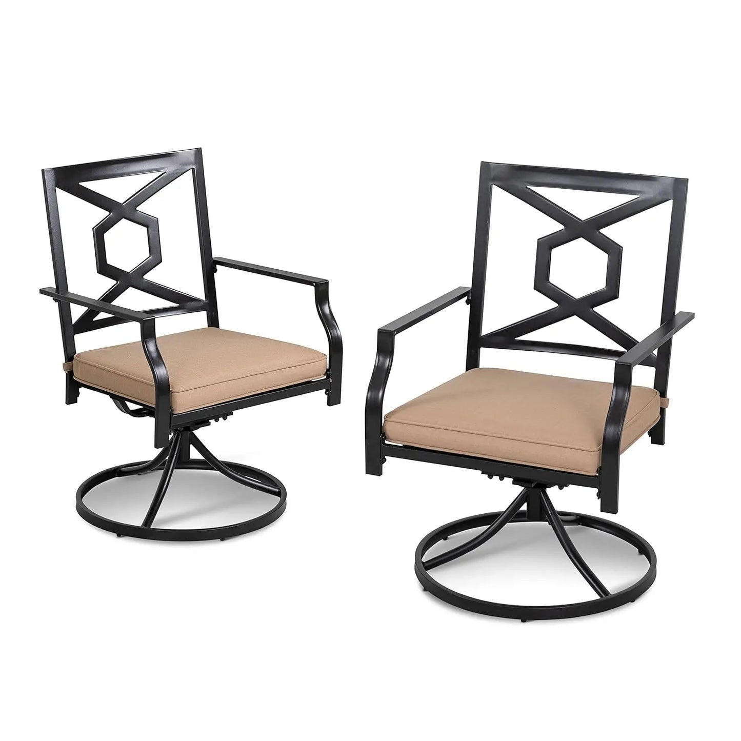Outdoor Swivel Rocker Dining Chairs with All-Weather Textilene High Back and Metal, Set of 2