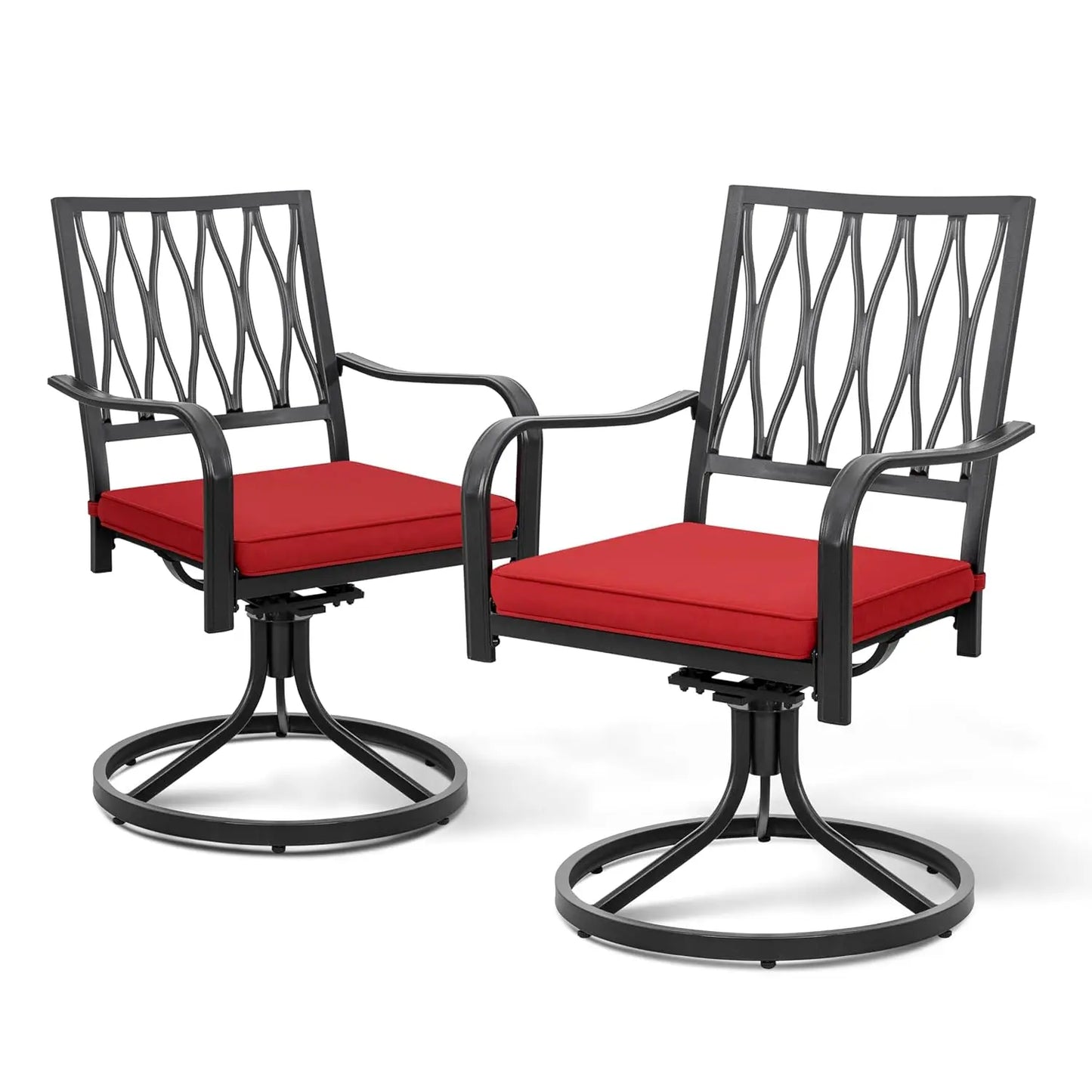 Outdoor Swivel Rocker Dining Chairs with All-Weather Textilene High Back and Metal, Set of 2
