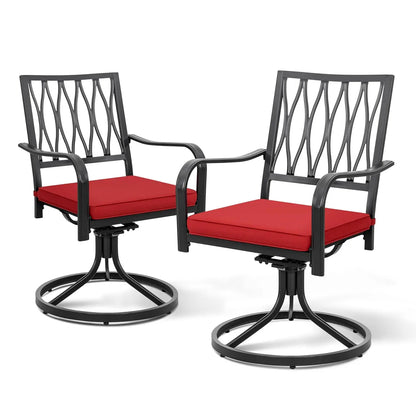 Outdoor Swivel Rocker Dining Chairs with All-Weather Textilene High Back and Metal, Set of 2