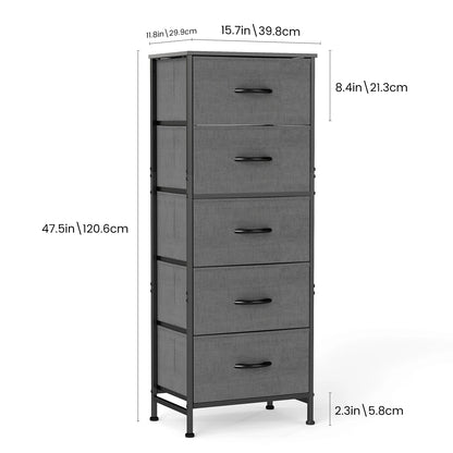JHK 48IN Dresser For Bedroom With 5 Fabric Drawers and steel frame