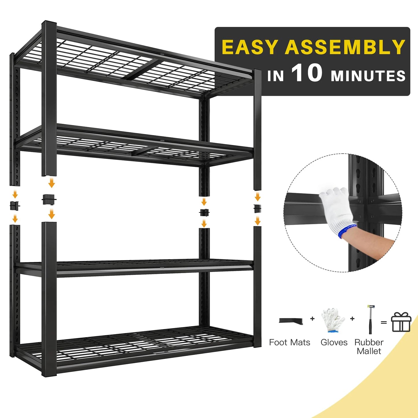 Sturdy 4-Shelf Garage Storage Unit, Supports Up to 2240 Pounds