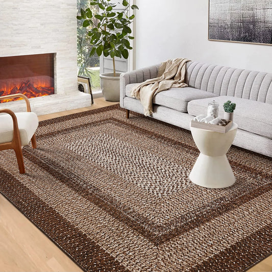 Washable Area Rugs  Braided Print Non Slip Rug