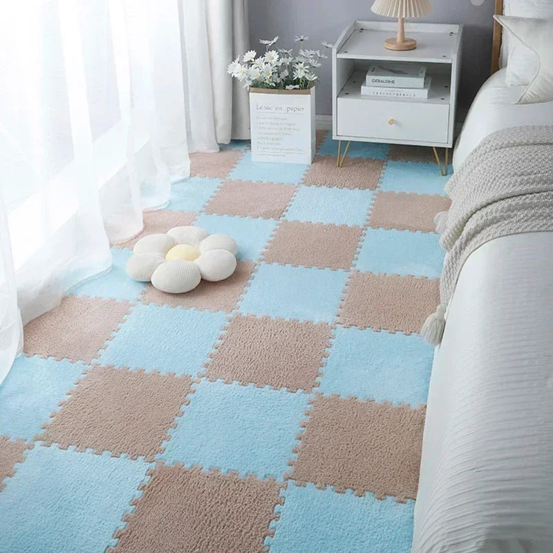 30*30CM Soft Plush Children Kids Rug Play Mat Puzzle Carpet Warm Playmat Interlocking Exercise Tiles Floor Carpet Decoration Mat
