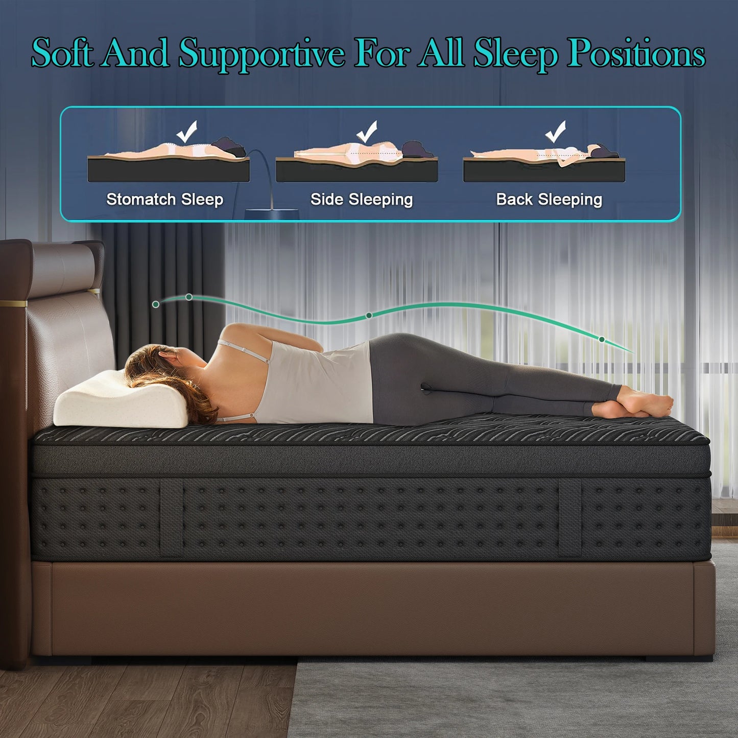 LayRoad Spring Mattress Single/Double/Queen/King Sizes Memory Foam Mattress Medium Firmness Pressure Relief