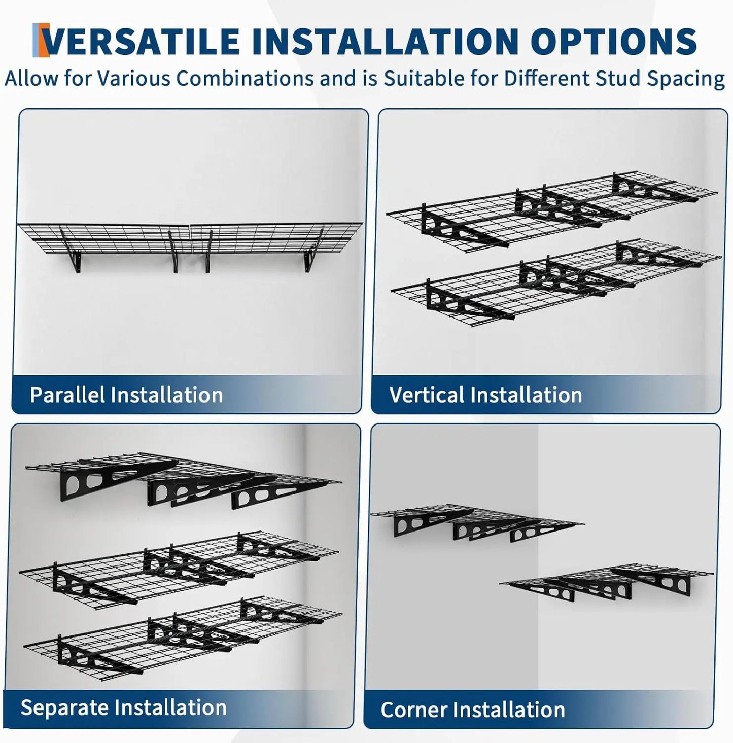2 Pack 2x6Ft Garage Shelving Wall Mounted,  24"x72" Wall Shelf Garage Storage Rack Floating Shelves for Warehouse, Laundry
