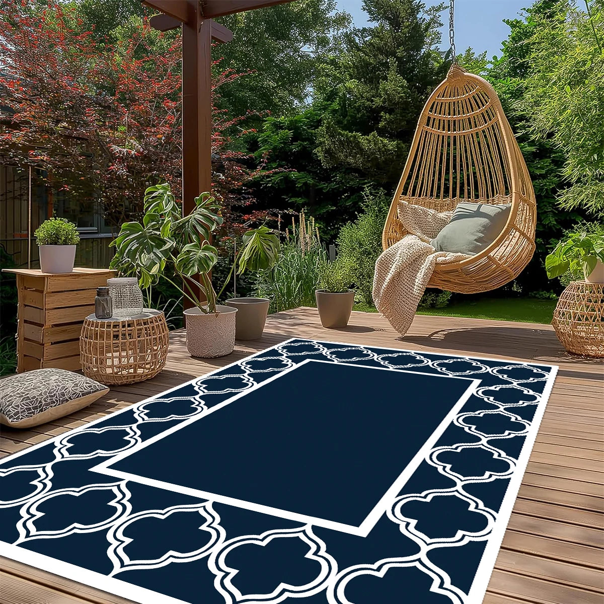 Outdoor Foldable Reversible Large Floor Mat for RV Patio Backyard Deck Picnic Beach Camping