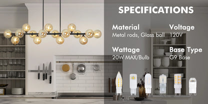 Mid Century Modern Chandelier 16-Lights Sputnik Chandelier 54in