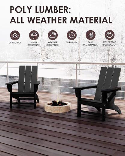 Poly Lumber Adirondack Chairs Set of 6, All-Weather Resistant, Looks Like Wood, Pre-Assembled