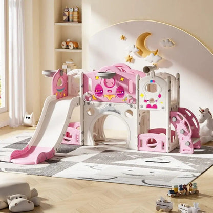 TOBBI & NYEEKOY 9-in-1 Large Rocket-Themed Toddler Climber Slide