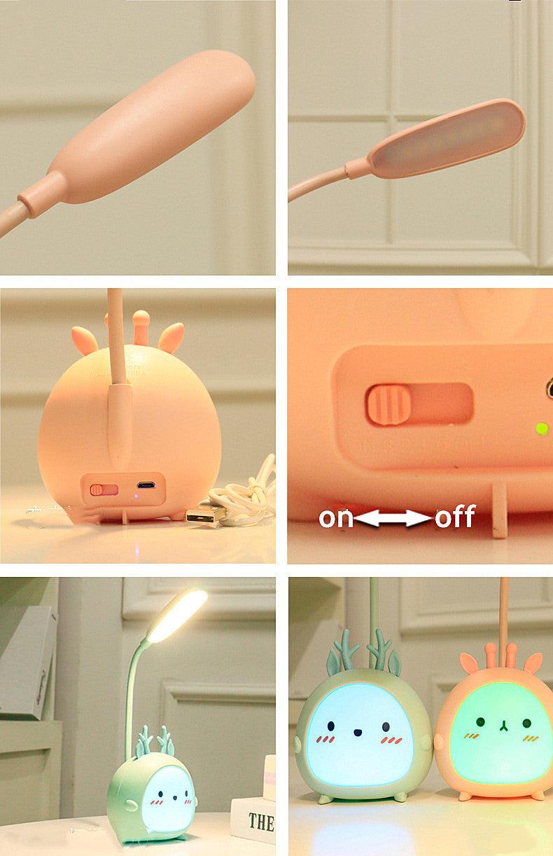 Cartoon Desk Lamp Eye Protection Energy-saving Reading Lamp USB Charging Sleeping Night Light LED Table Lamp for Kids Cute Study Lamps for Bedroom Décor