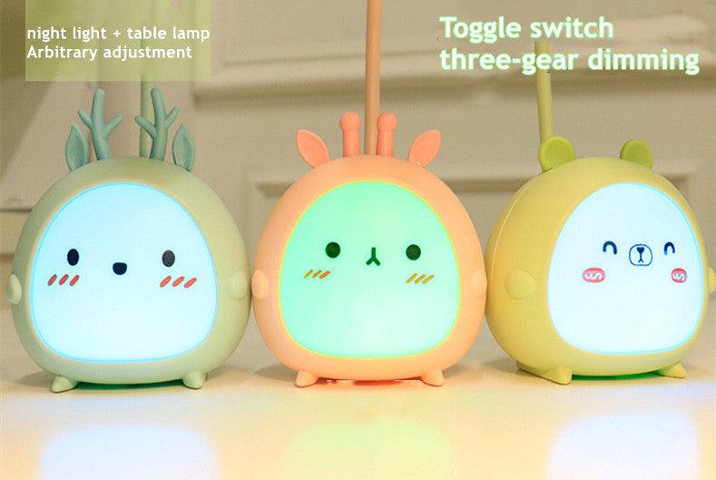 Cartoon Desk Lamp Eye Protection Energy-saving Reading Lamp USB Charging Sleeping Night Light LED Table Lamp for Kids Cute Study Lamps for Bedroom Décor