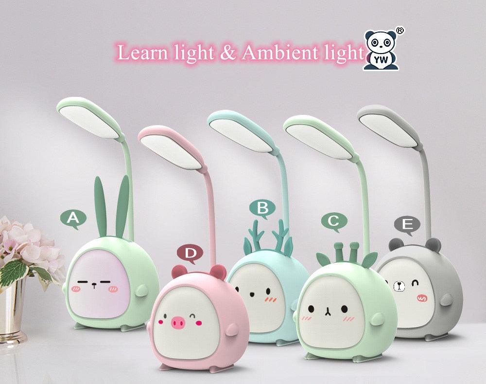 Cartoon Desk Lamp Eye Protection Energy-saving Reading Lamp USB Charging Sleeping Night Light LED Table Lamp for Kids Cute Study Lamps for Bedroom Décor