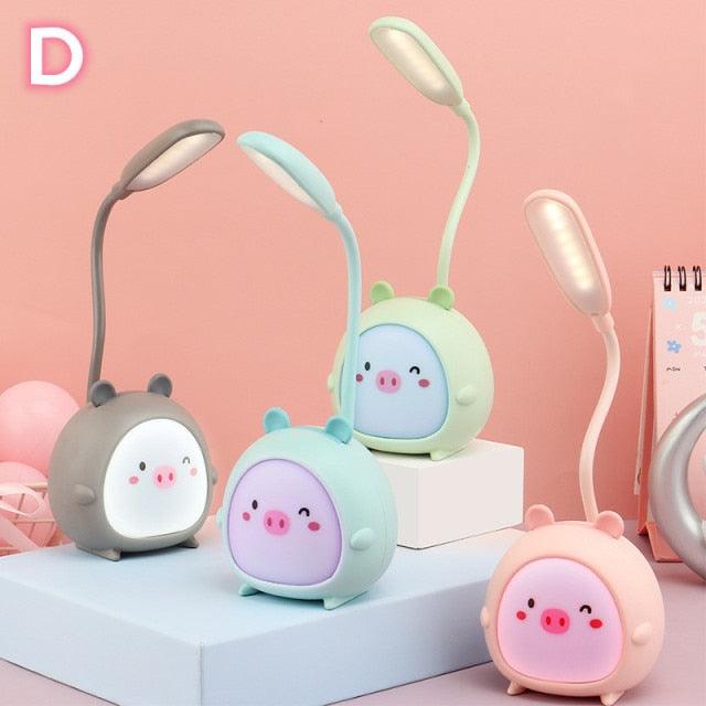 Cartoon Desk Lamp Eye Protection Energy-saving Reading Lamp USB Charging Sleeping Night Light LED Table Lamp for Kids Cute Study Lamps for Bedroom Décor
