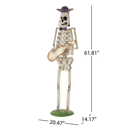 Halloween Skeleton Guitar Yard Decoration with Guitar - Metal