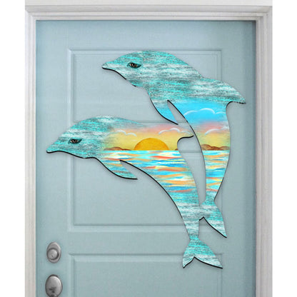 Dolphins Decorative Coastal Door Decor by G. DeBrekht - Coastal Holiday Decor - 8198519H