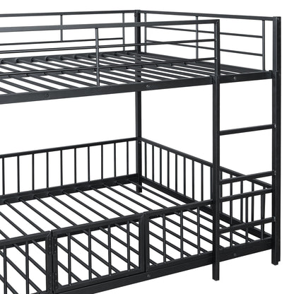 Full Over Full Wood Bunk Bed with Ladder and Guardrails | Just Better Bunk Beds