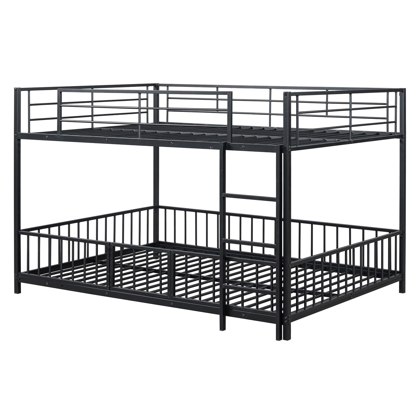 Full Over Full Wood Bunk Bed with Ladder and Guardrails | Just Better Bunk Beds