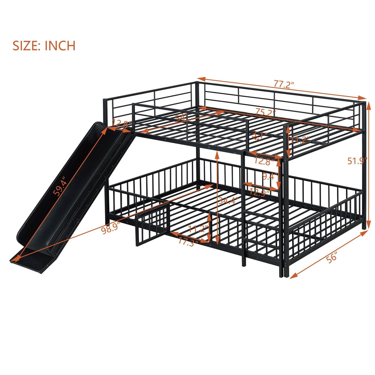 Full Over Full Wood Bunk Bed with Ladder and Guardrails | Just Better Bunk Beds