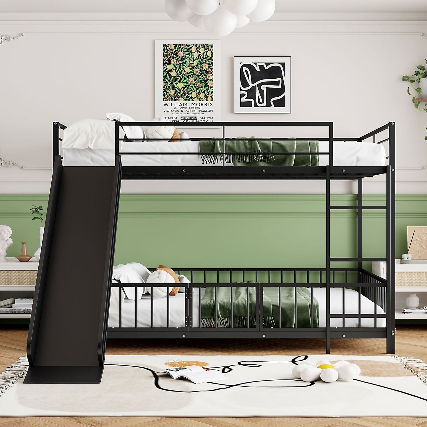 Full Over Full Wood Bunk Bed with Ladder and Guardrails | Just Better Bunk Beds