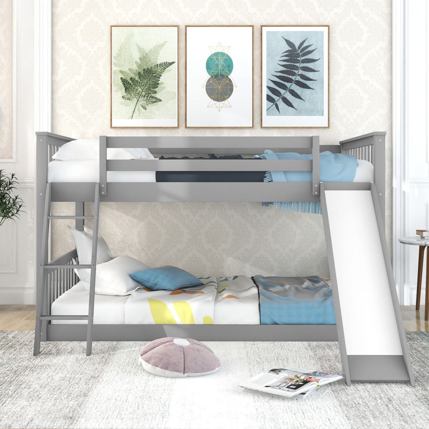Full Over Full Wood Bunk Bed with Ladder and Guardrails | Just Better Bunk Beds