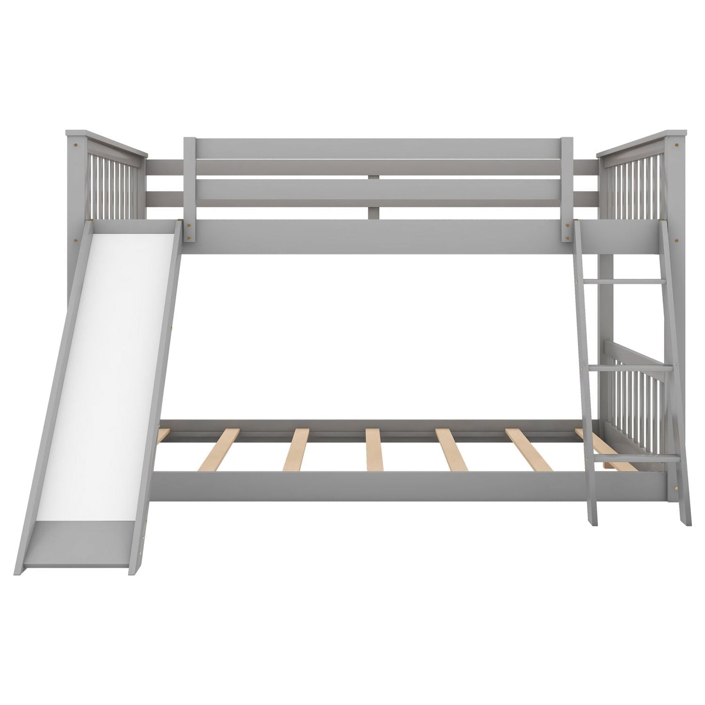 Full Over Full Wood Bunk Bed with Ladder and Guardrails | Just Better Bunk Beds