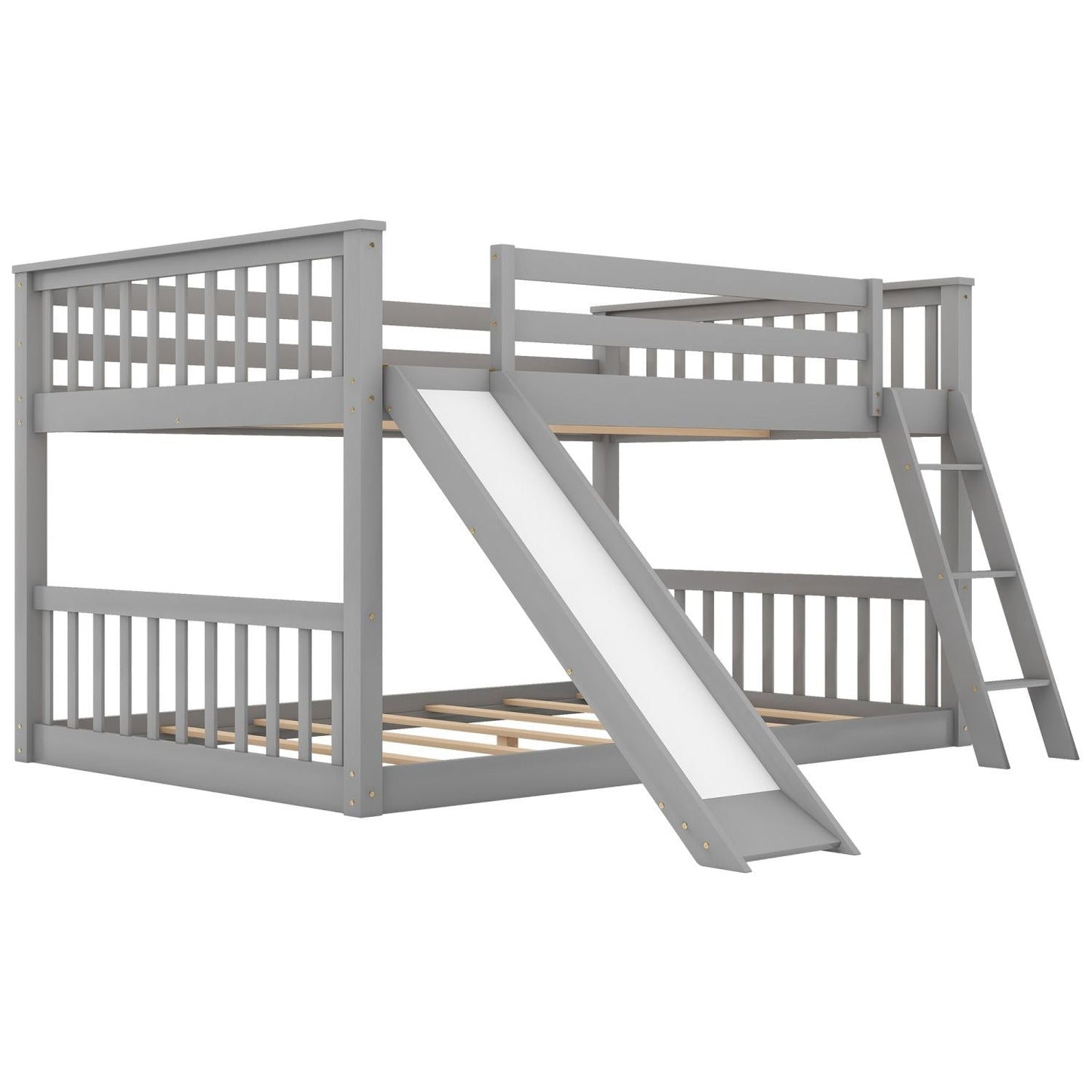 Full Over Full Wood Bunk Bed with Ladder and Guardrails | Just Better Bunk Beds