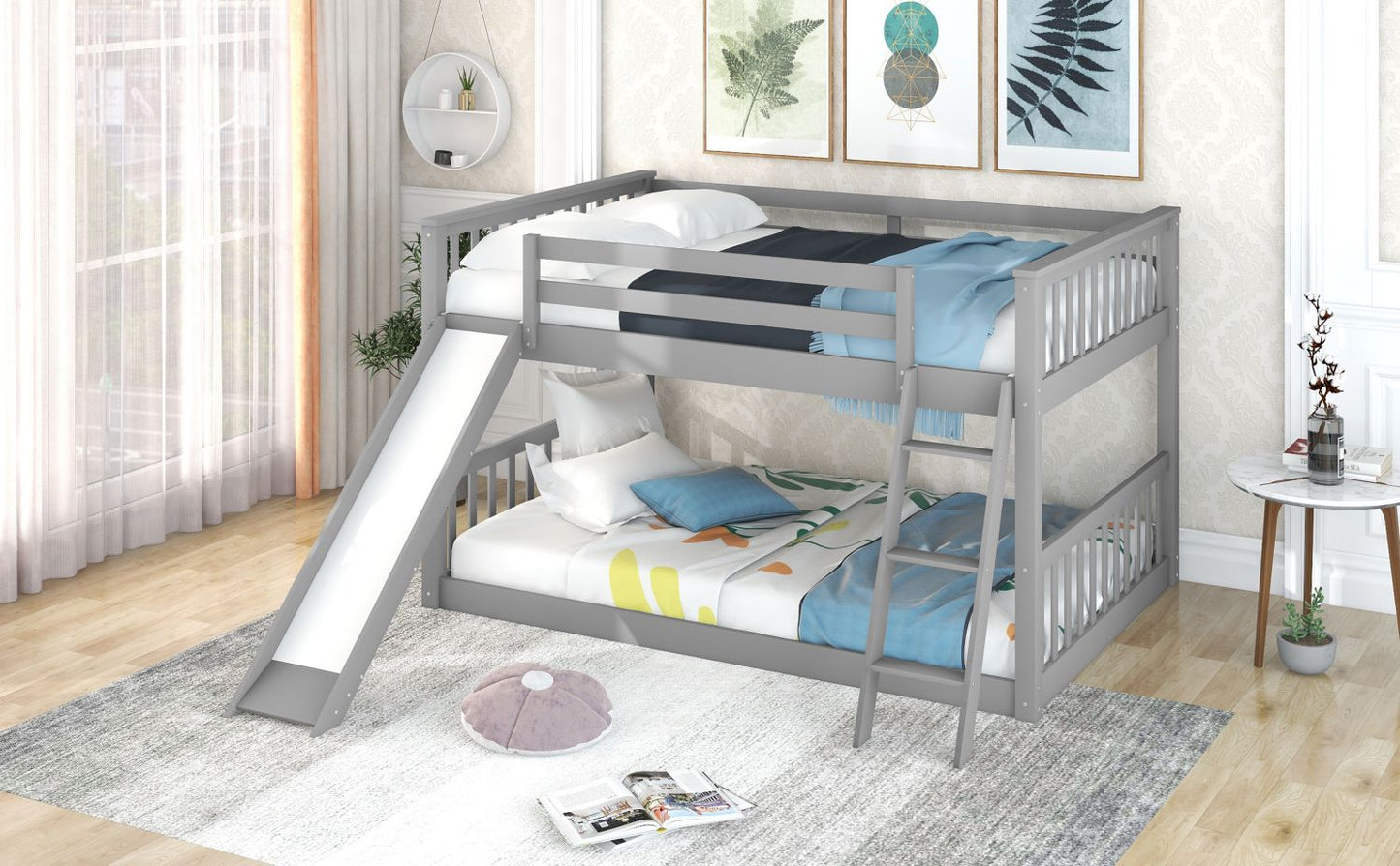 Full Over Full Wood Bunk Bed with Ladder and Guardrails | Just Better Bunk Beds