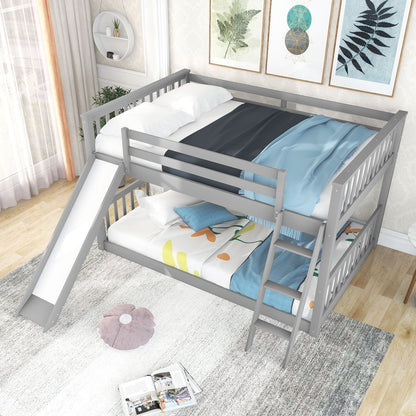 Full Over Full Wood Bunk Bed with Ladder and Guardrails | Just Better Bunk Beds