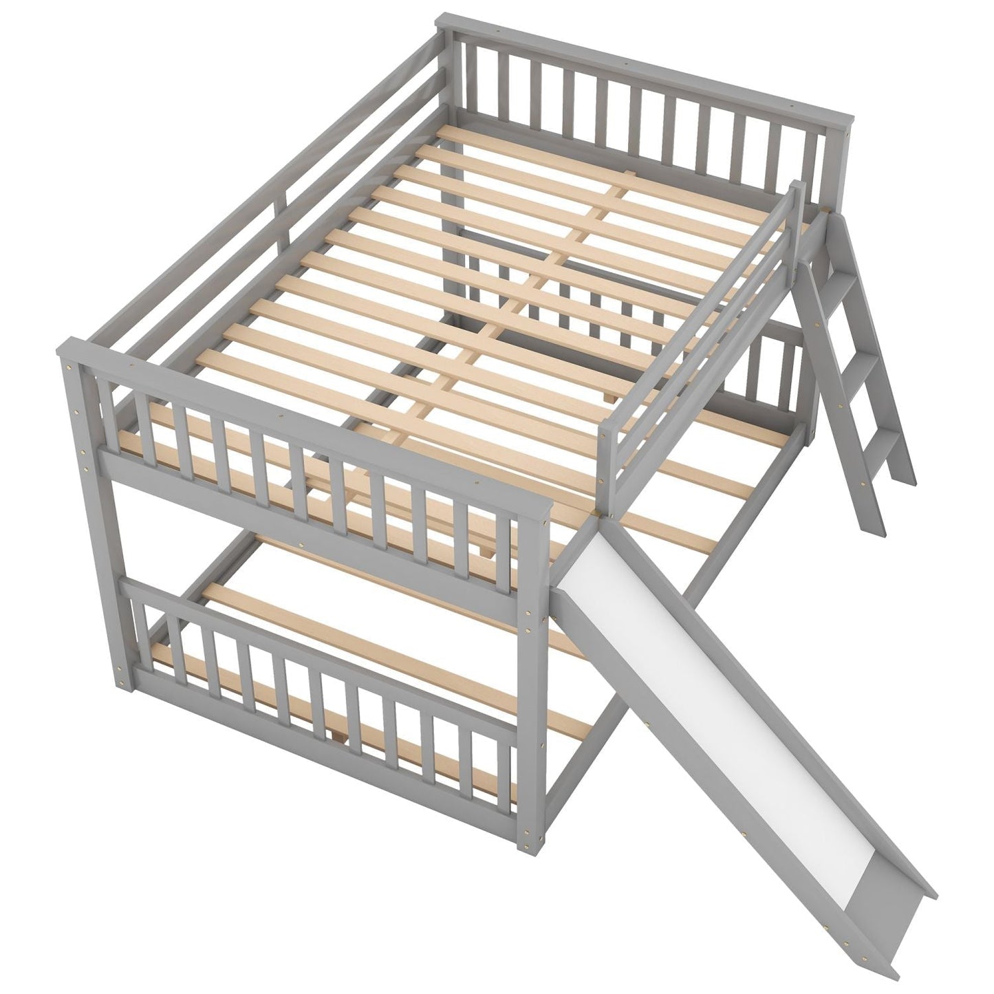 Full Over Full Wood Bunk Bed with Ladder and Guardrails | Just Better Bunk Beds