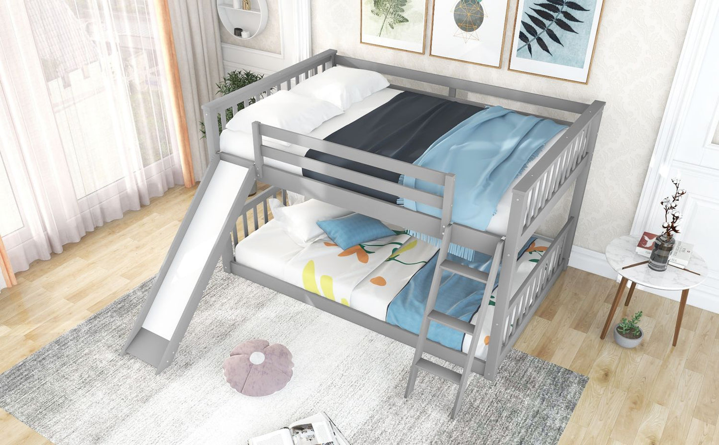 Full Over Full Wood Bunk Bed with Ladder and Guardrails | Just Better Bunk Beds
