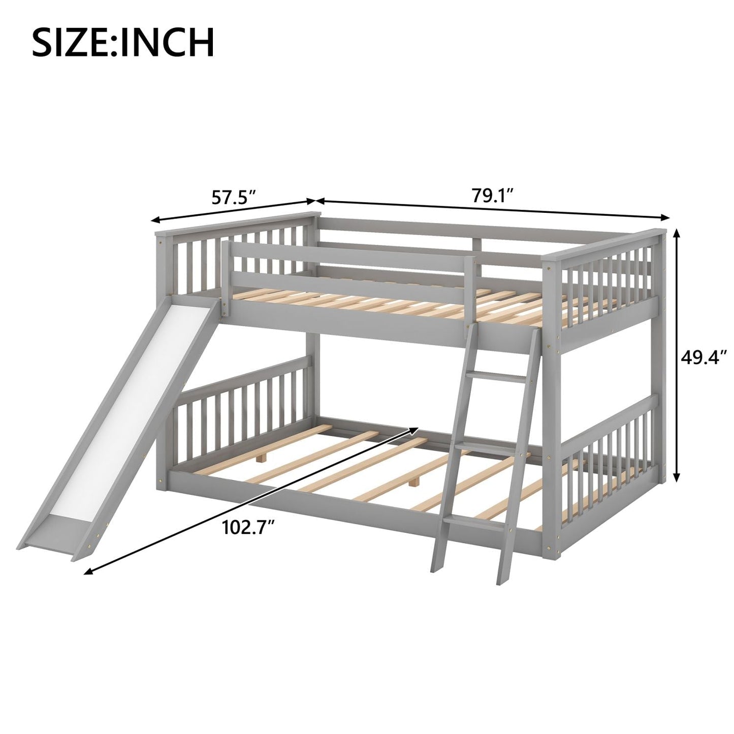 Full Over Full Wood Bunk Bed with Ladder and Guardrails | Just Better Bunk Beds