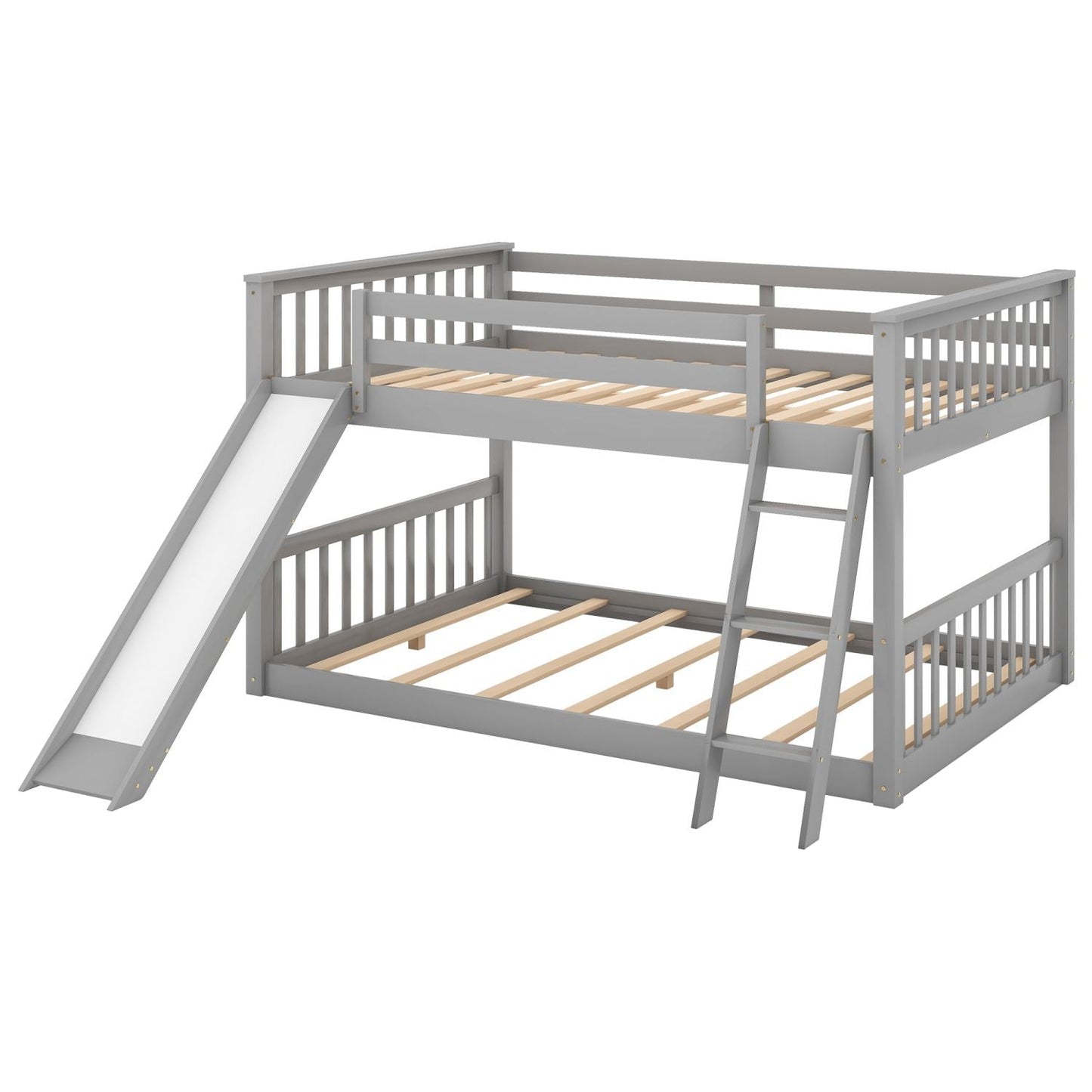 Full Over Full Wood Bunk Bed with Ladder and Guardrails | Just Better Bunk Beds