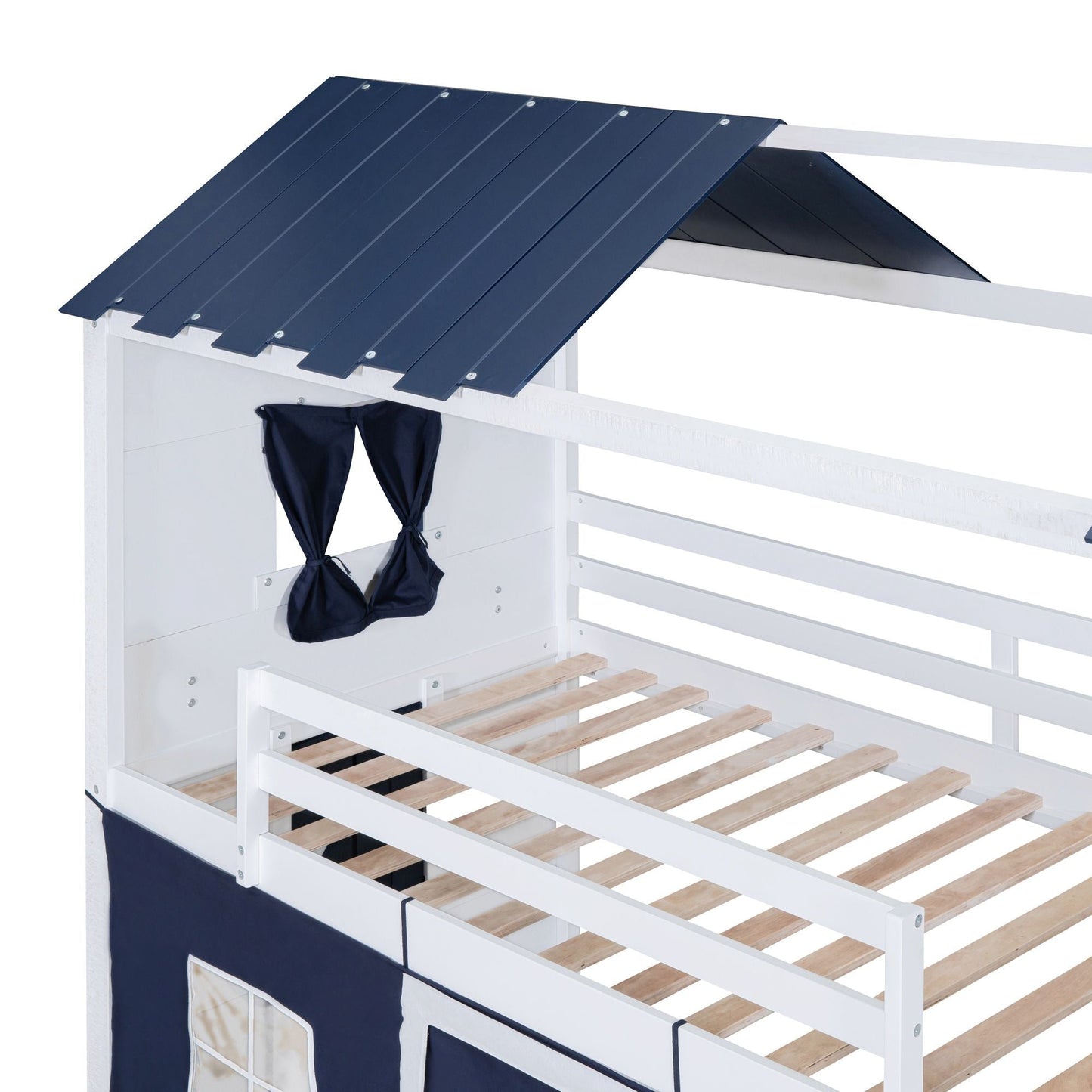 Twin Over Twin Wood Bunk Bed for Kids with Ladder and Guardrails | Just Better Bunk Beds