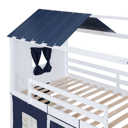 Twin Over Twin Wood Bunk Bed for Kids with Ladder and Guardrails | Just Better Bunk Beds