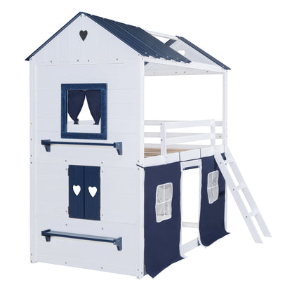Twin Over Twin Wood Bunk Bed for Kids with Ladder and Guardrails | Just Better Bunk Beds