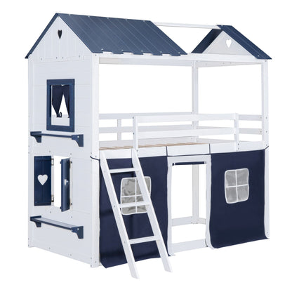 Twin Over Twin Wood Bunk Bed for Kids with Ladder and Guardrails | Just Better Bunk Beds