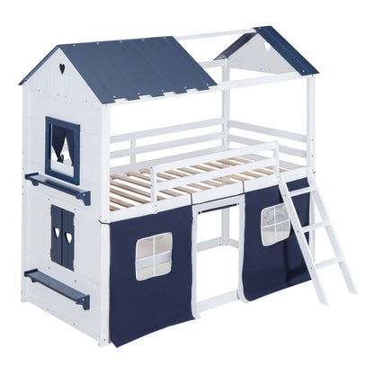 Twin Over Twin Wood Bunk Bed for Kids with Ladder and Guardrails | Just Better Bunk Beds