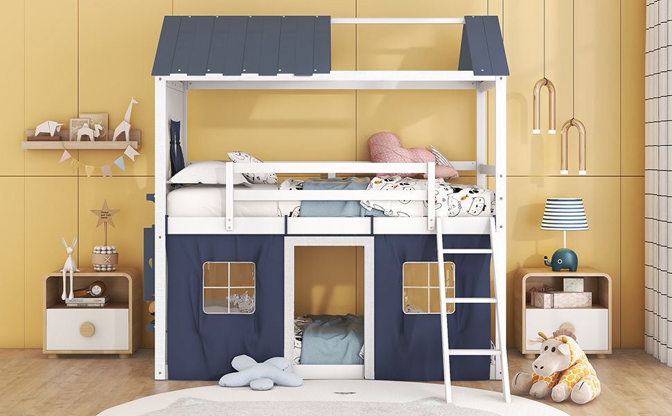 Twin Over Twin Wood Bunk Bed for Kids with Ladder and Guardrails | Just Better Bunk Beds
