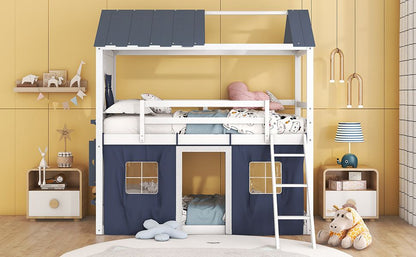 Twin Over Twin Wood Bunk Bed for Kids with Ladder and Guardrails | Just Better Bunk Beds