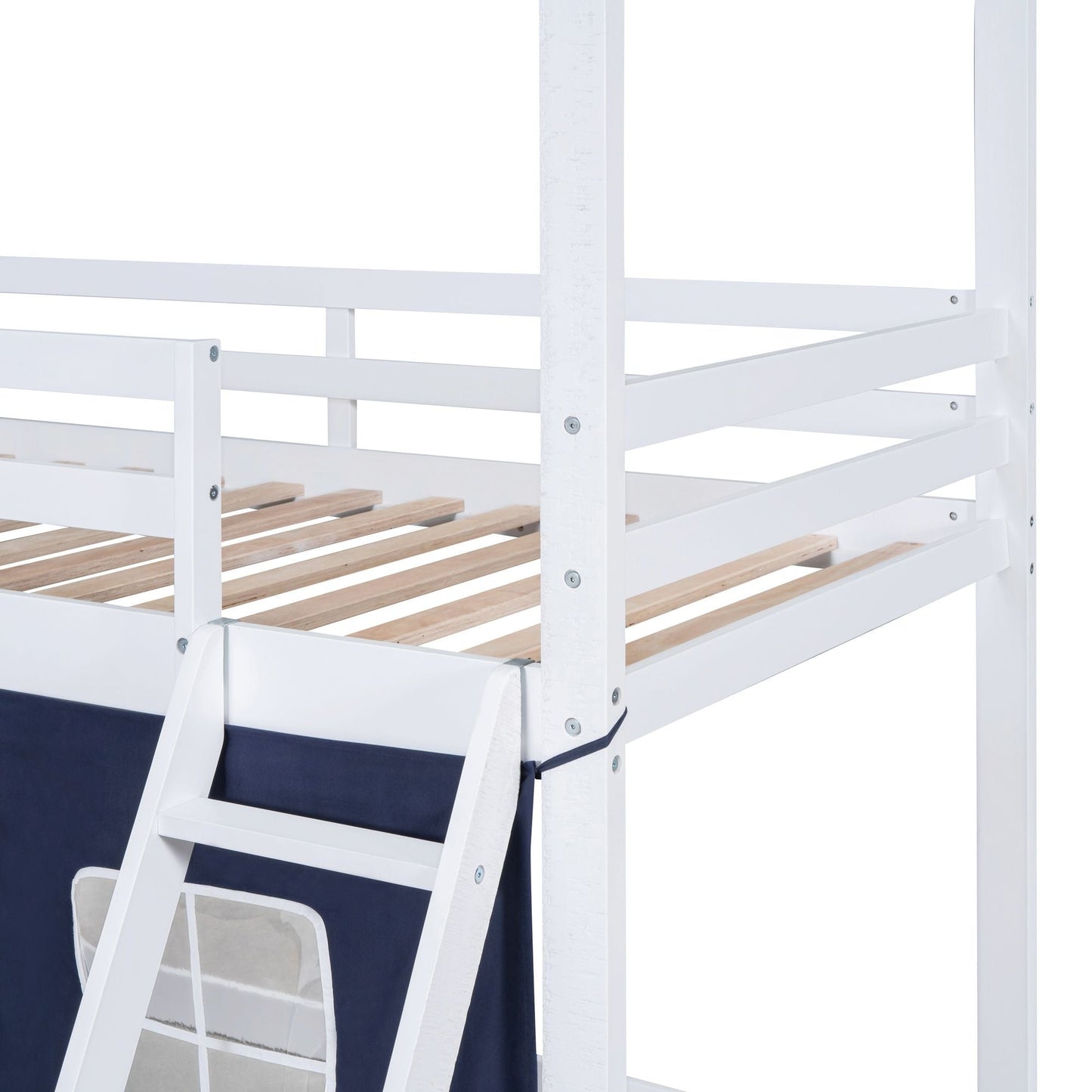 Twin Over Twin Wood Bunk Bed for Kids with Ladder and Guardrails | Just Better Bunk Beds