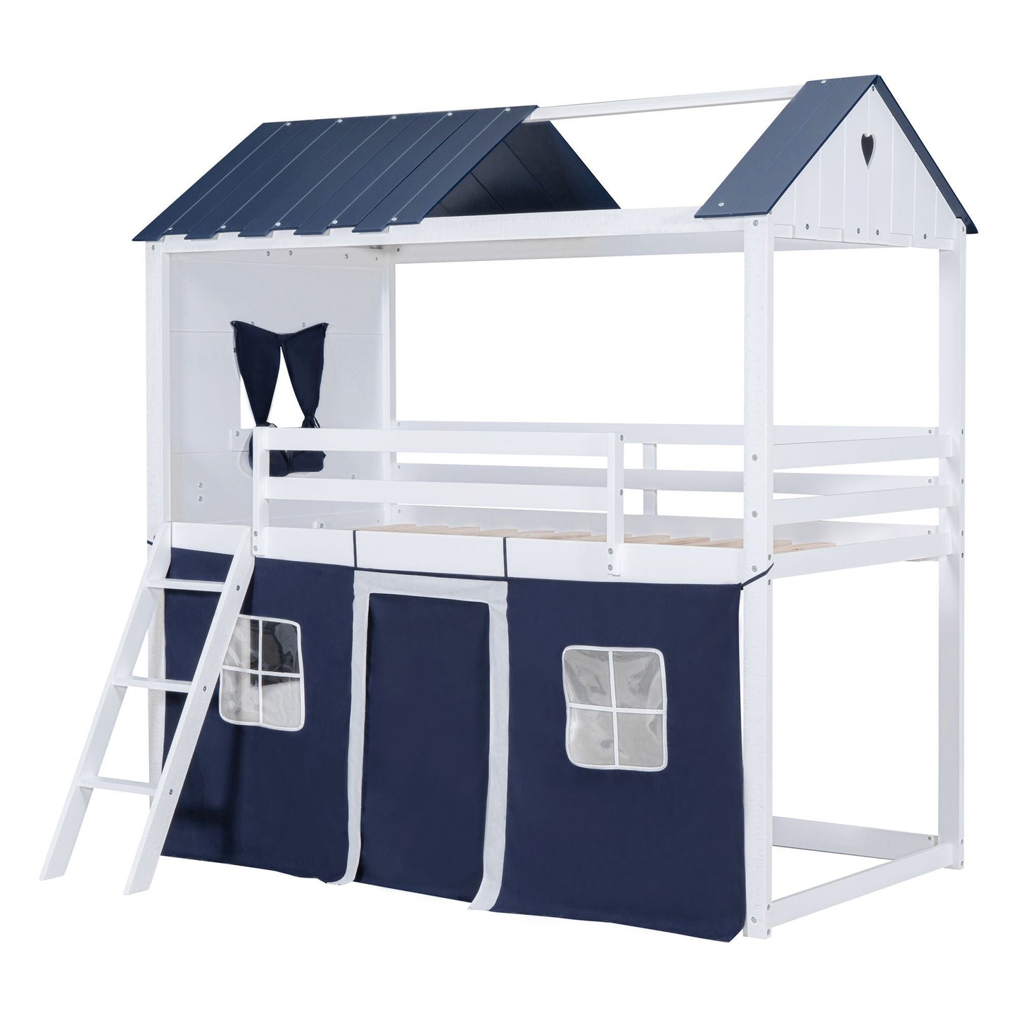 Twin Over Twin Wood Bunk Bed for Kids with Ladder and Guardrails | Just Better Bunk Beds