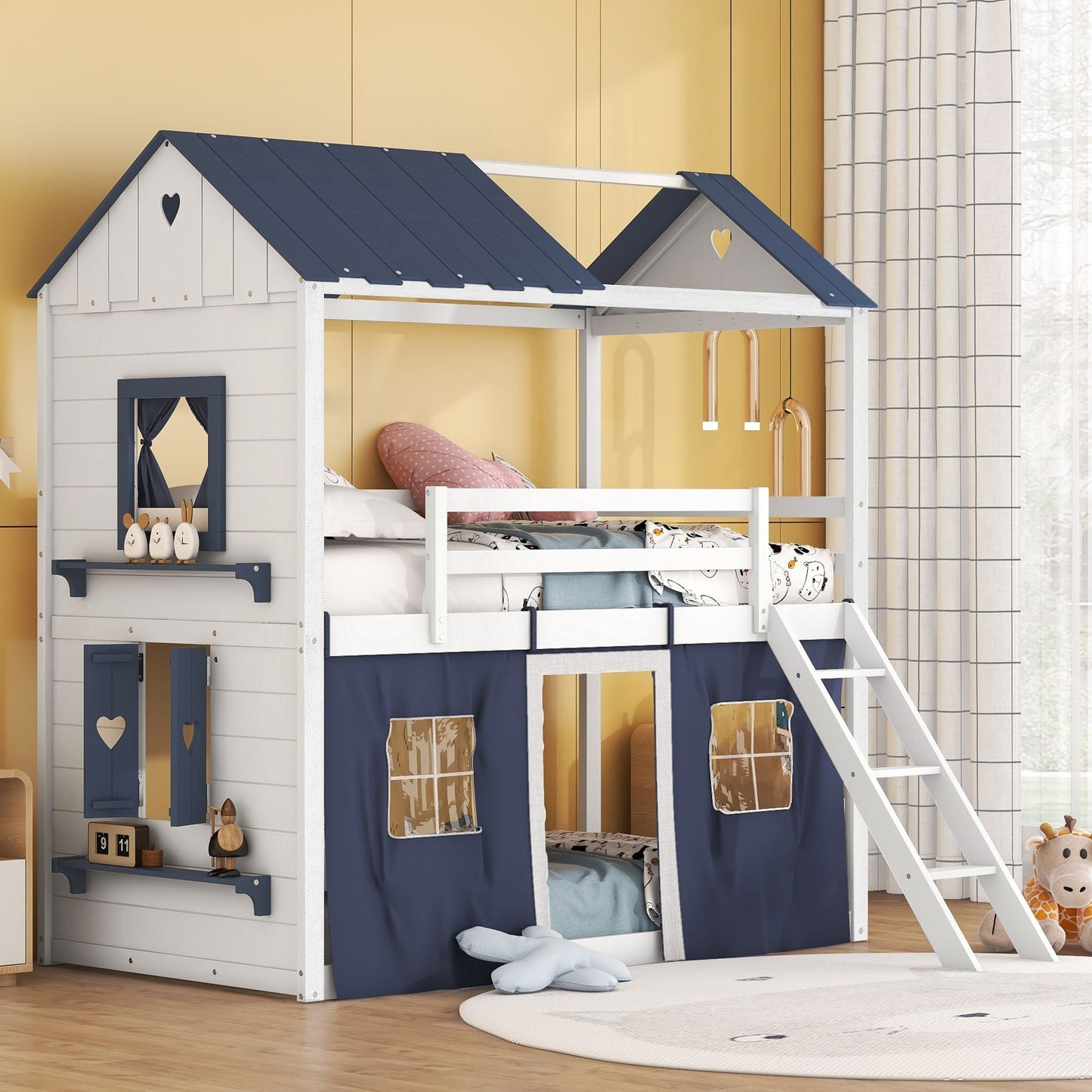 Twin Over Twin Wood Bunk Bed for Kids with Ladder and Guardrails | Just Better Bunk Beds