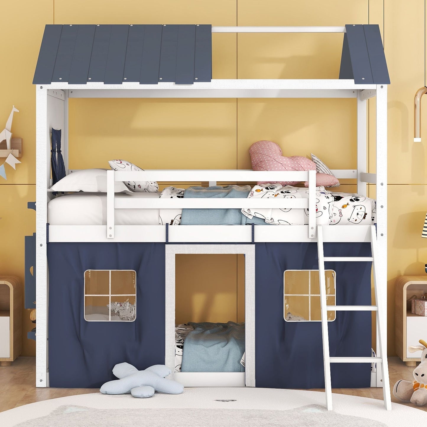Twin Over Twin Wood Bunk Bed for Kids with Ladder and Guardrails | Just Better Bunk Beds