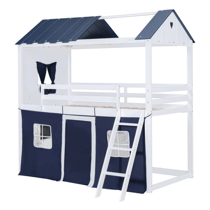 Twin Over Twin Wood Bunk Bed for Kids with Ladder and Guardrails | Just Better Bunk Beds