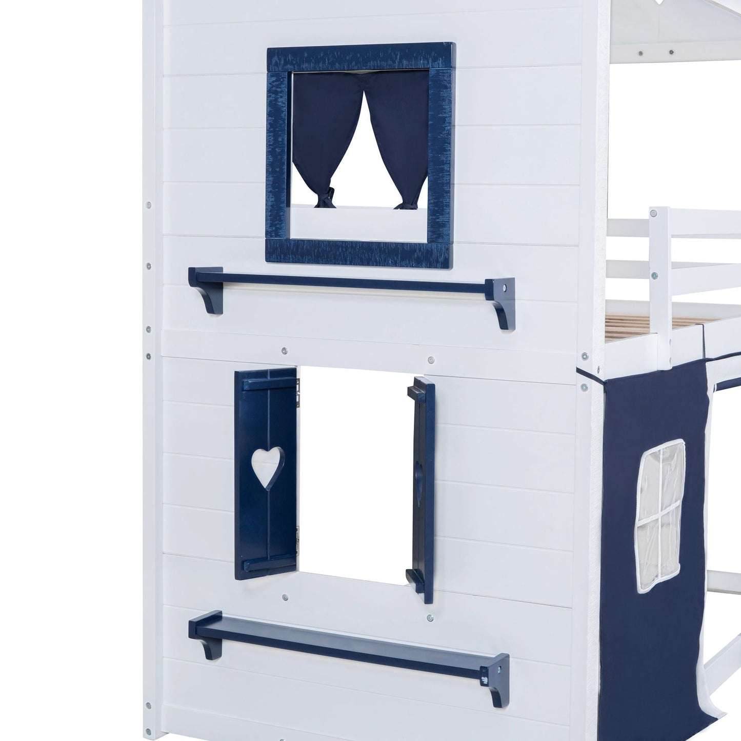 Twin Over Twin Wood Bunk Bed for Kids with Ladder and Guardrails | Just Better Bunk Beds