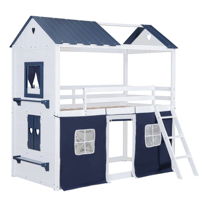 Twin Over Twin Wood Bunk Bed for Kids with Ladder and Guardrails | Just Better Bunk Beds