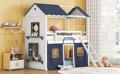Twin Over Twin Wood Bunk Bed for Kids with Ladder and Guardrails | Just Better Bunk Beds