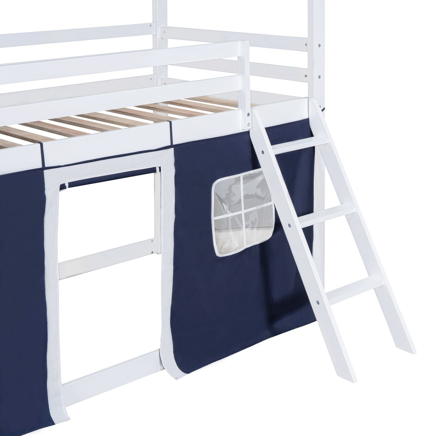 Twin Over Twin Wood Bunk Bed for Kids with Ladder and Guardrails | Just Better Bunk Beds
